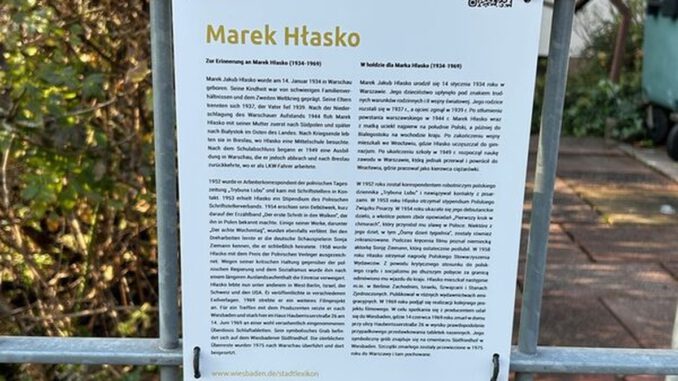 Wiesbaden erinnert mit Tafel an den polnischen Schriftsteller Marek Hłasko